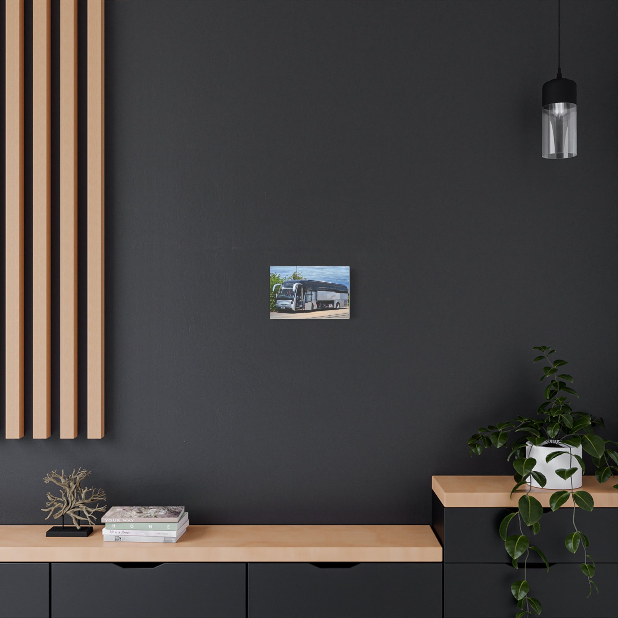 Tour Coach Canvas Print — Modern Luxury Bus Wall Art for Travel Enthusiasts