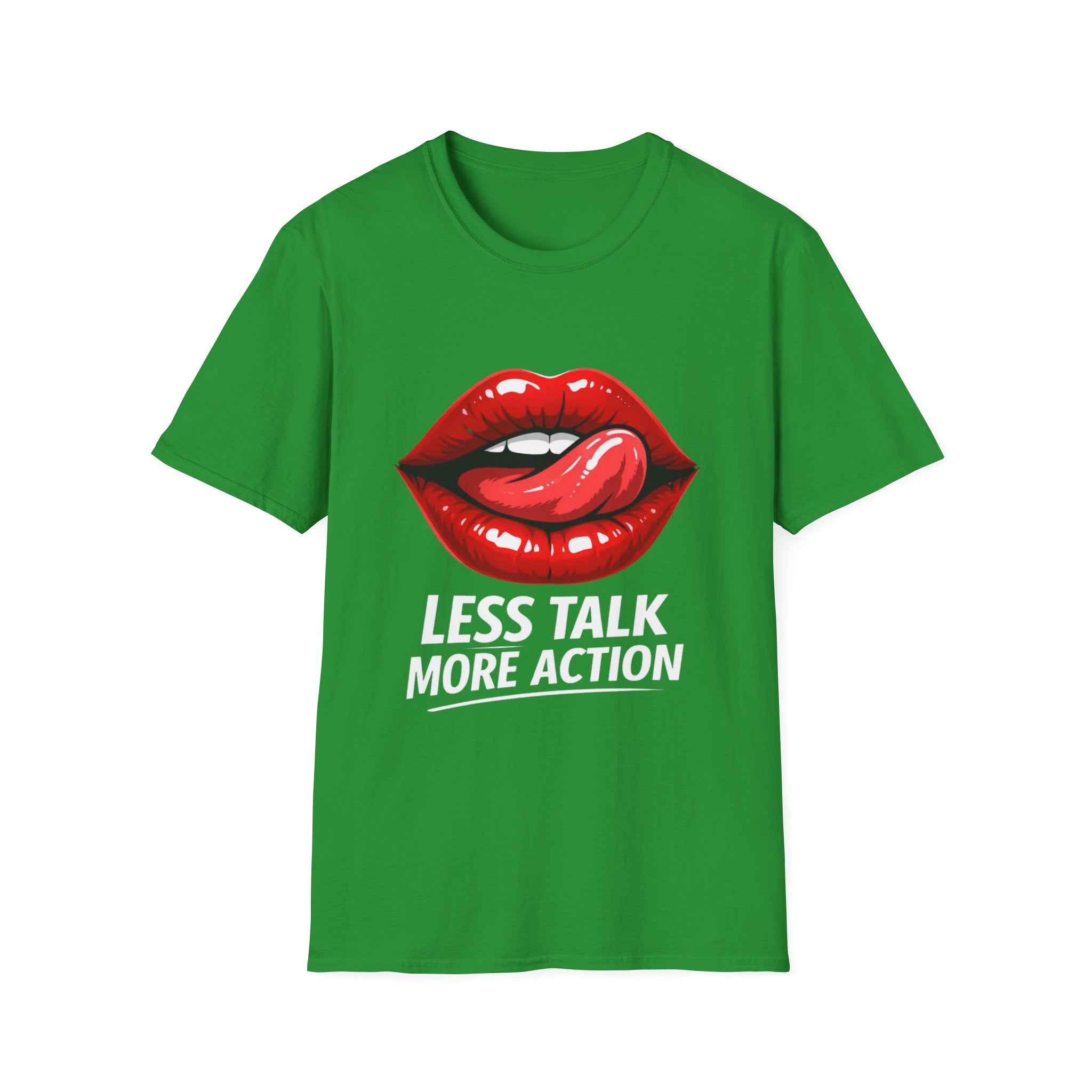 Graphic Tee  Red Lip Graphic "Less Talk More Action"
