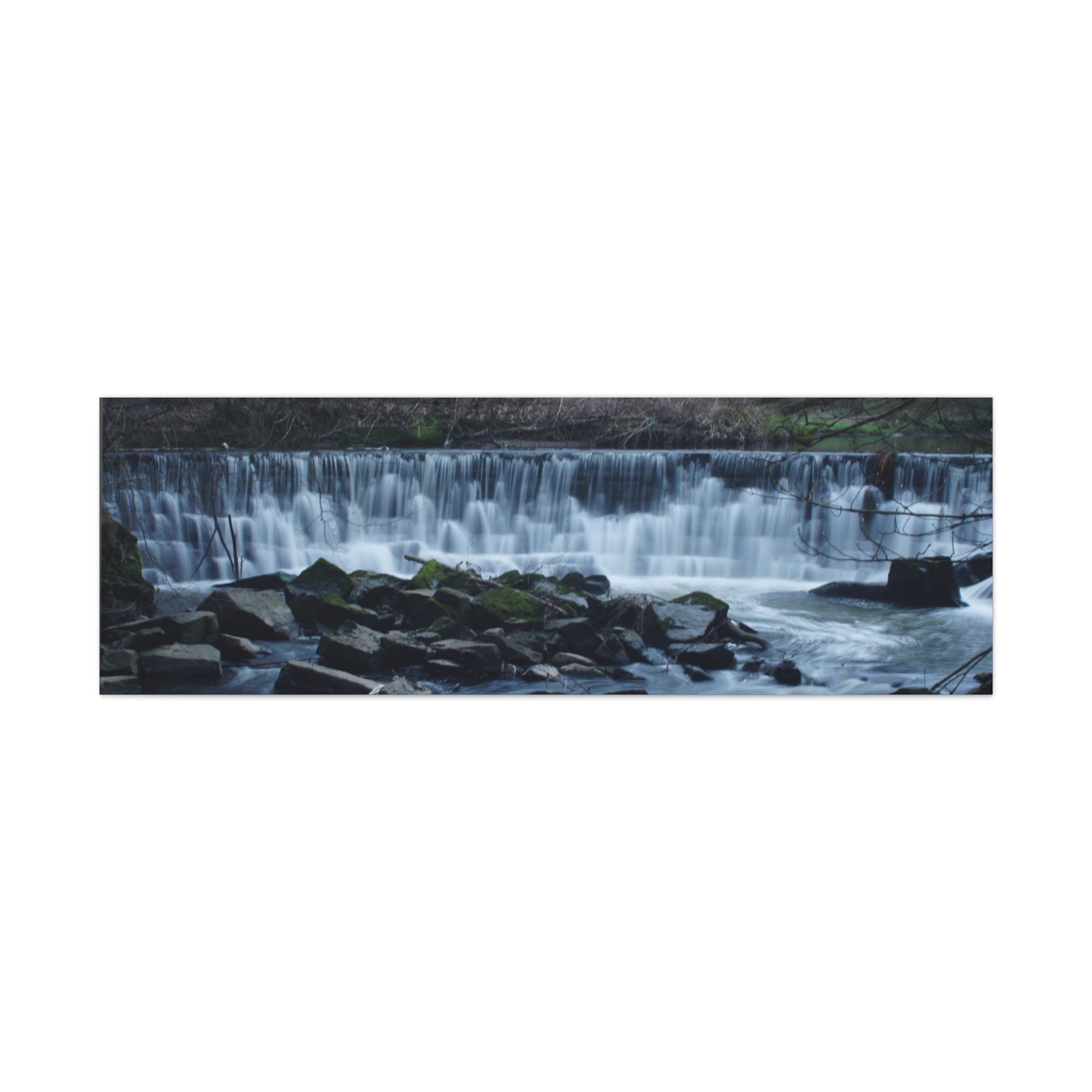 Waterfall Matte Canvas Print Serene River Landscape Stretched Wall Art