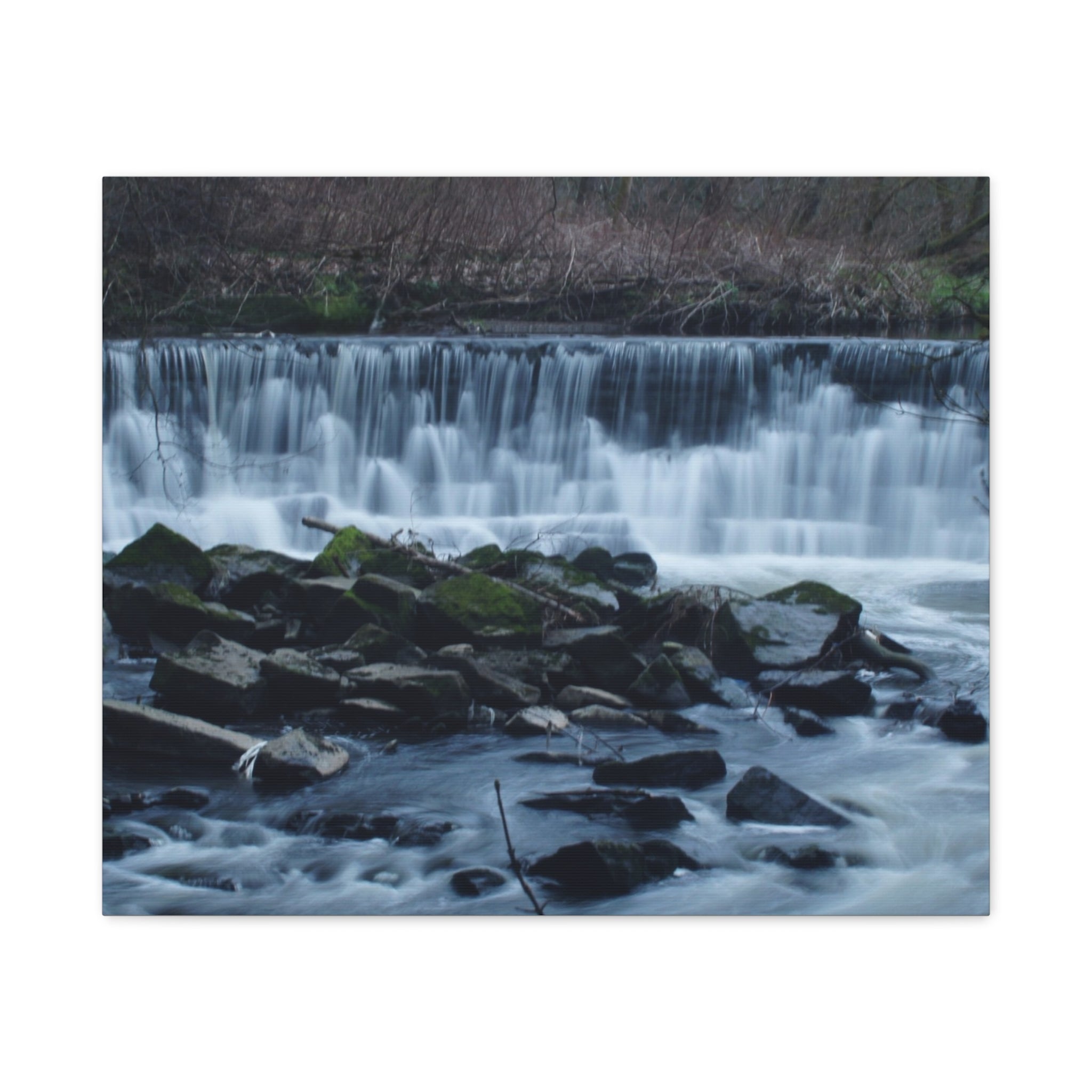 Waterfall Matte Canvas Print Serene River Landscape Stretched Wall Art