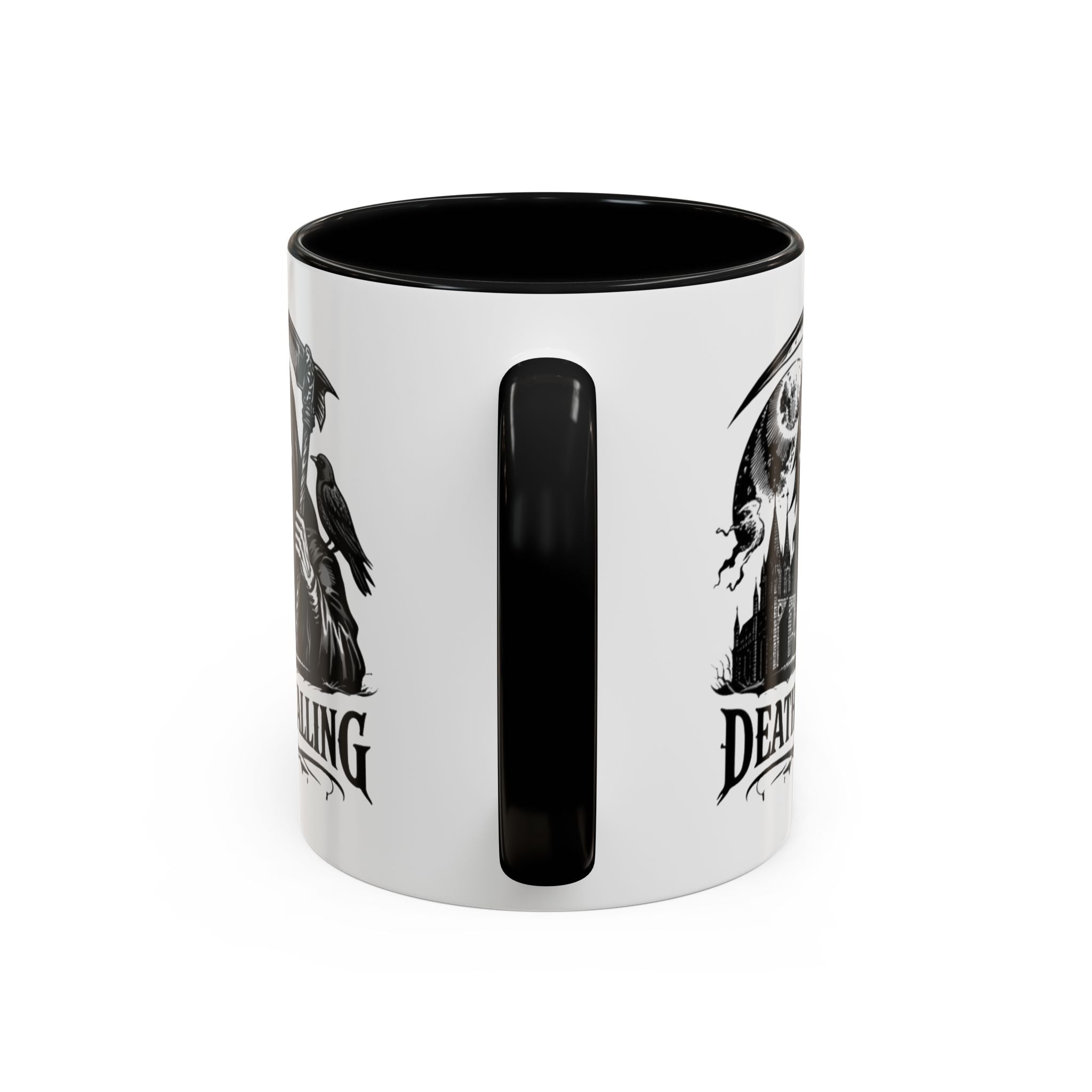 Death Is Calling Accent Coffee Mug  Grim Reaper Scythe Gothic 11/15oz