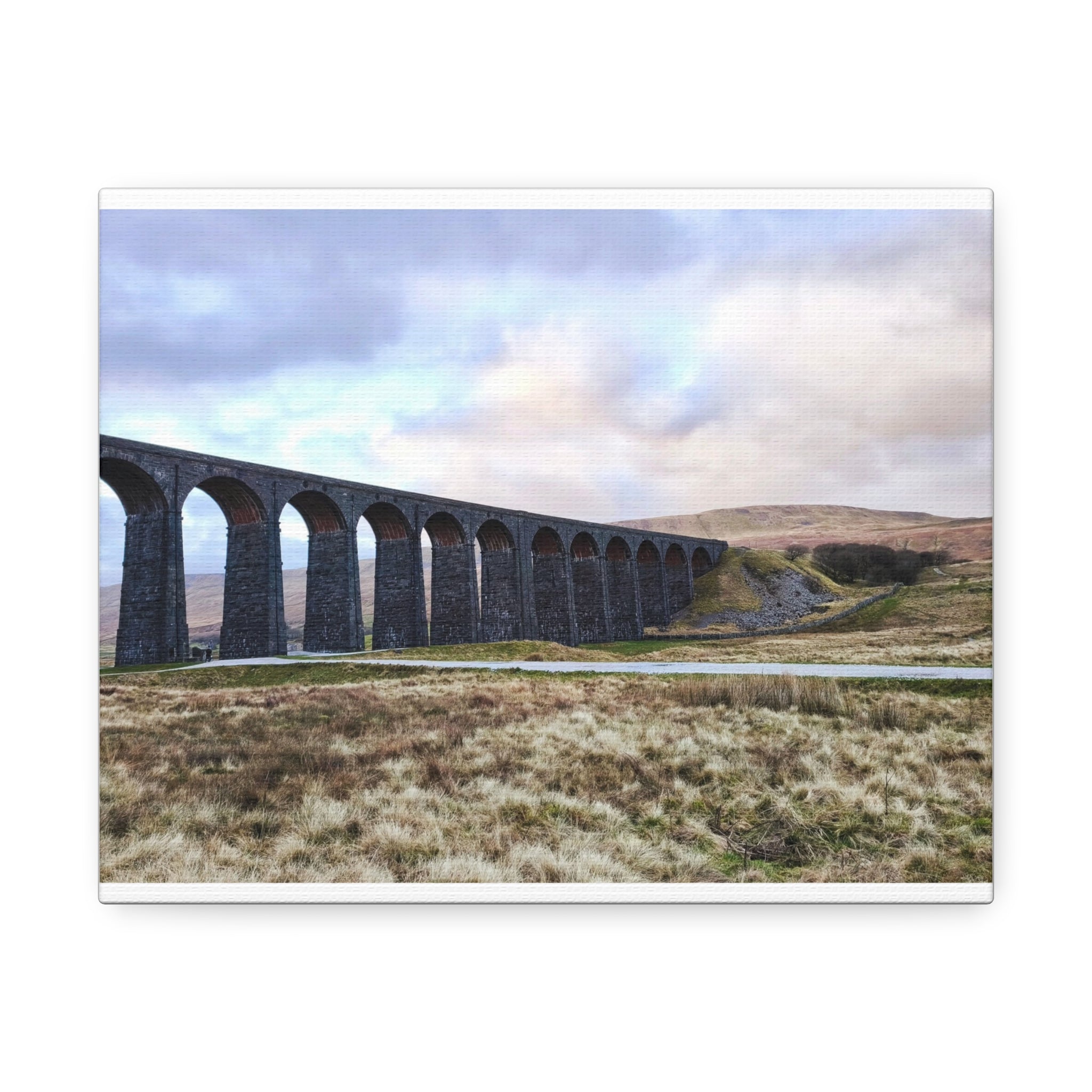 Ribblehead Viaduct Landscape Stretched Canvas — Moody English Countryside Wall Art