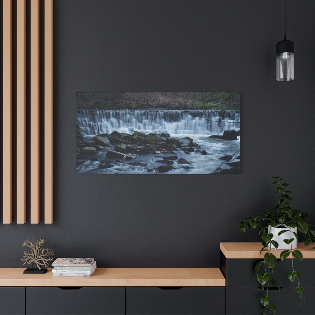 Waterfall Matte Canvas Print Serene River Landscape Stretched Wall Art