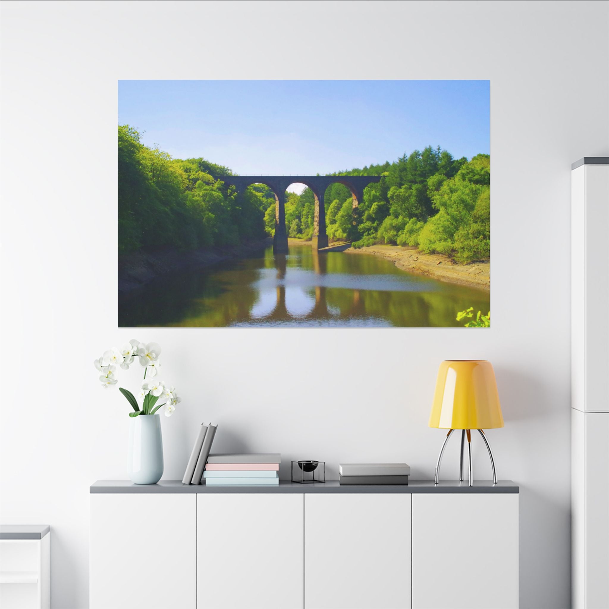 River Viaduct Landscape Canvas Print  Scenic Bridge Wall Art Bradshaw Viaduct Darwen