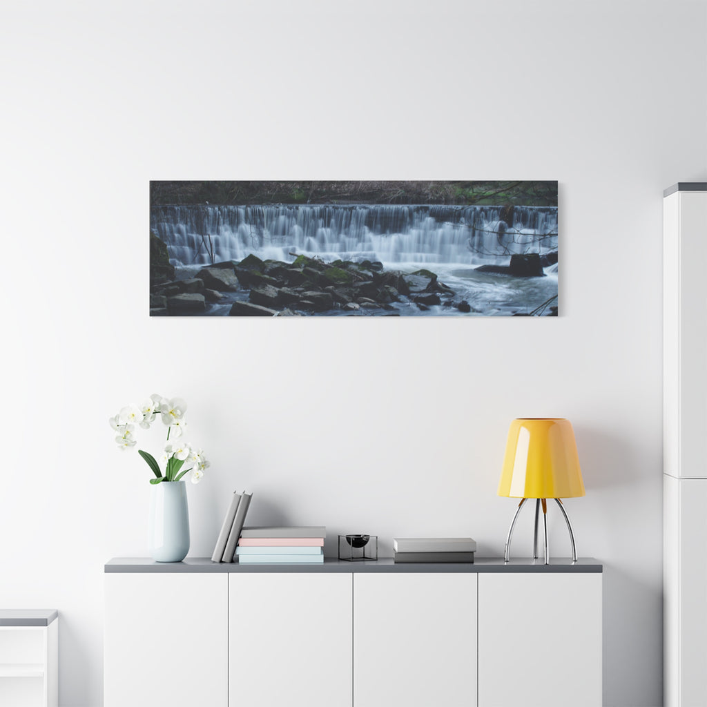 Waterfall Matte Canvas Print Serene River Landscape Stretched Wall Art