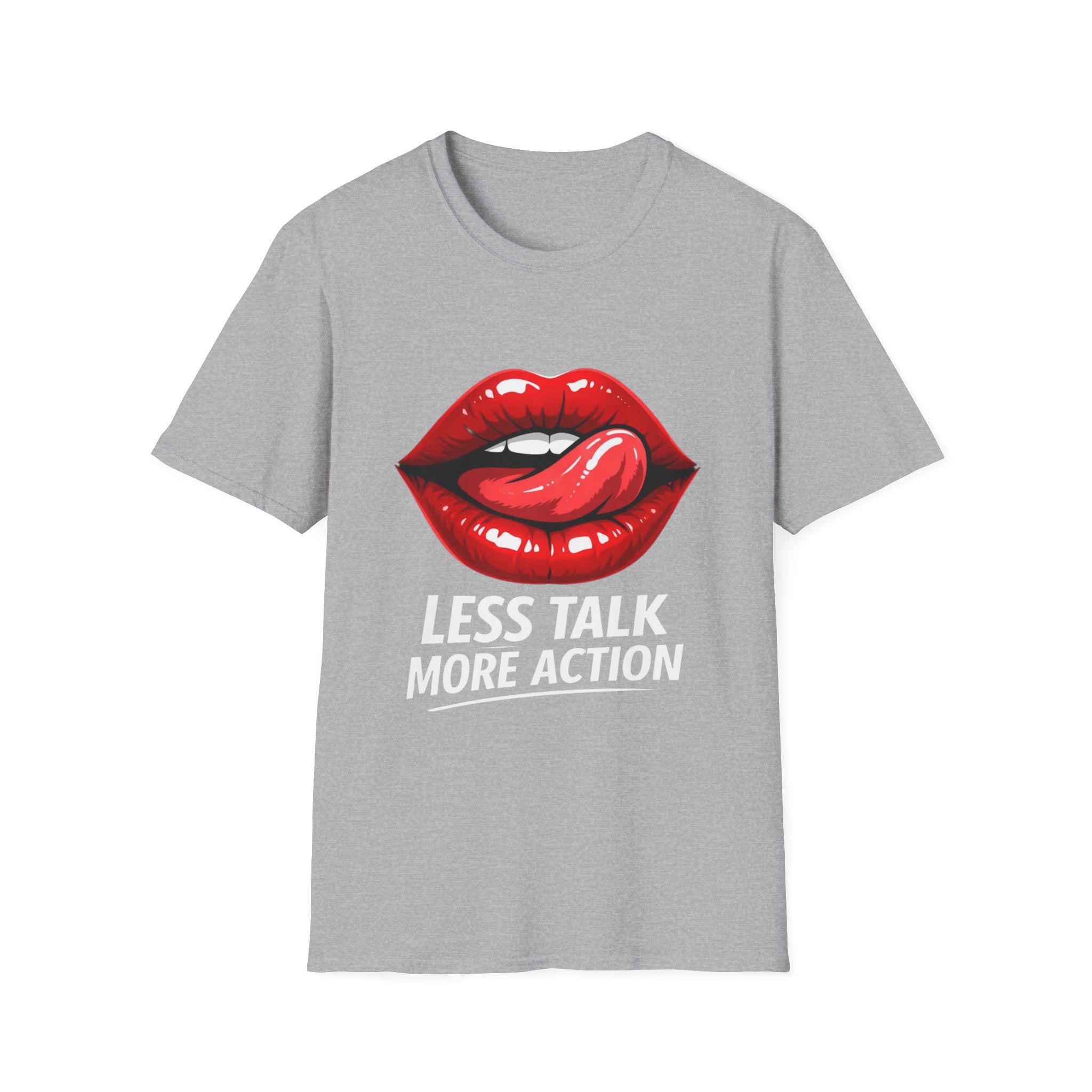 Graphic Tee  Red Lip Graphic "Less Talk More Action"
