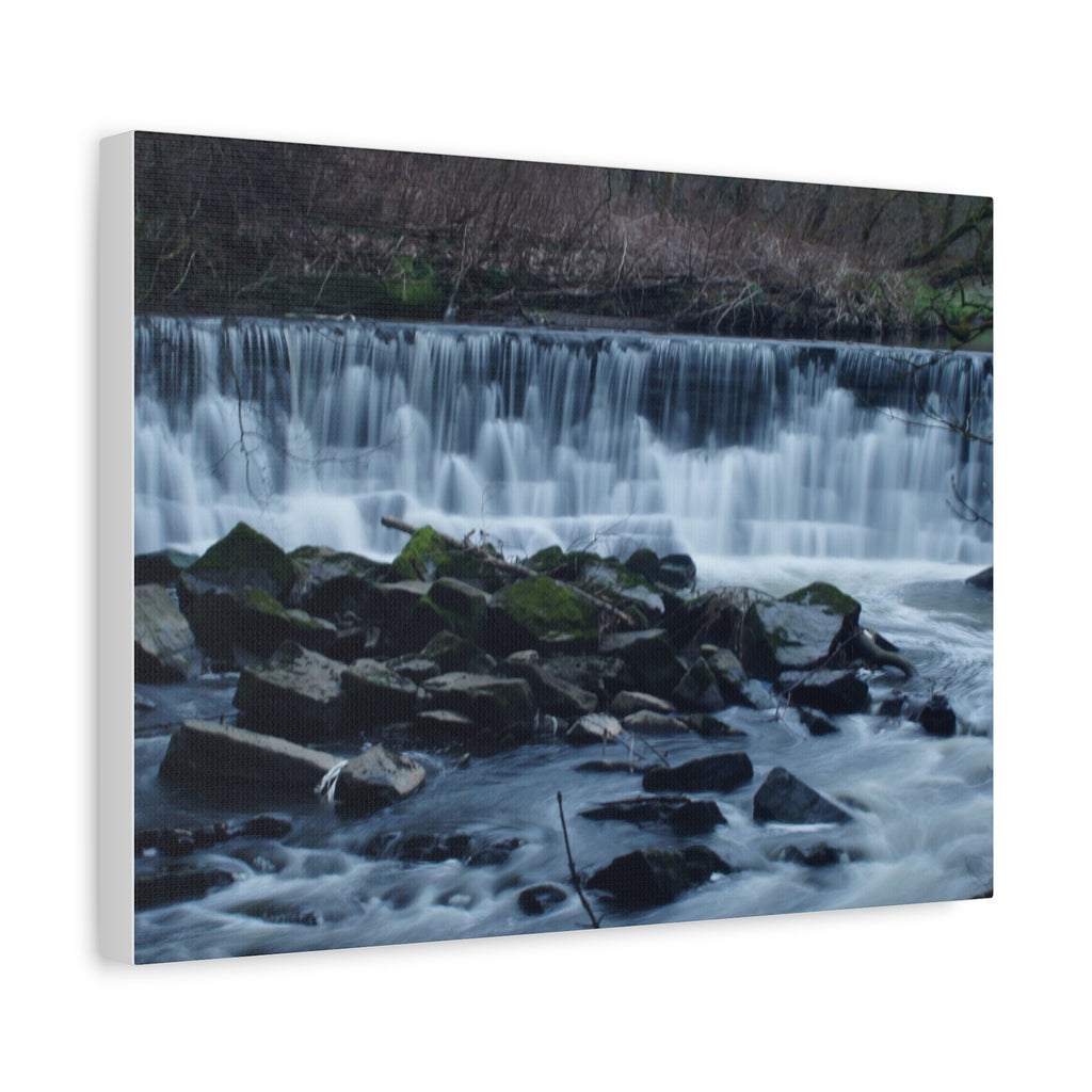 Waterfall Matte Canvas Print Serene River Landscape Stretched Wall Art