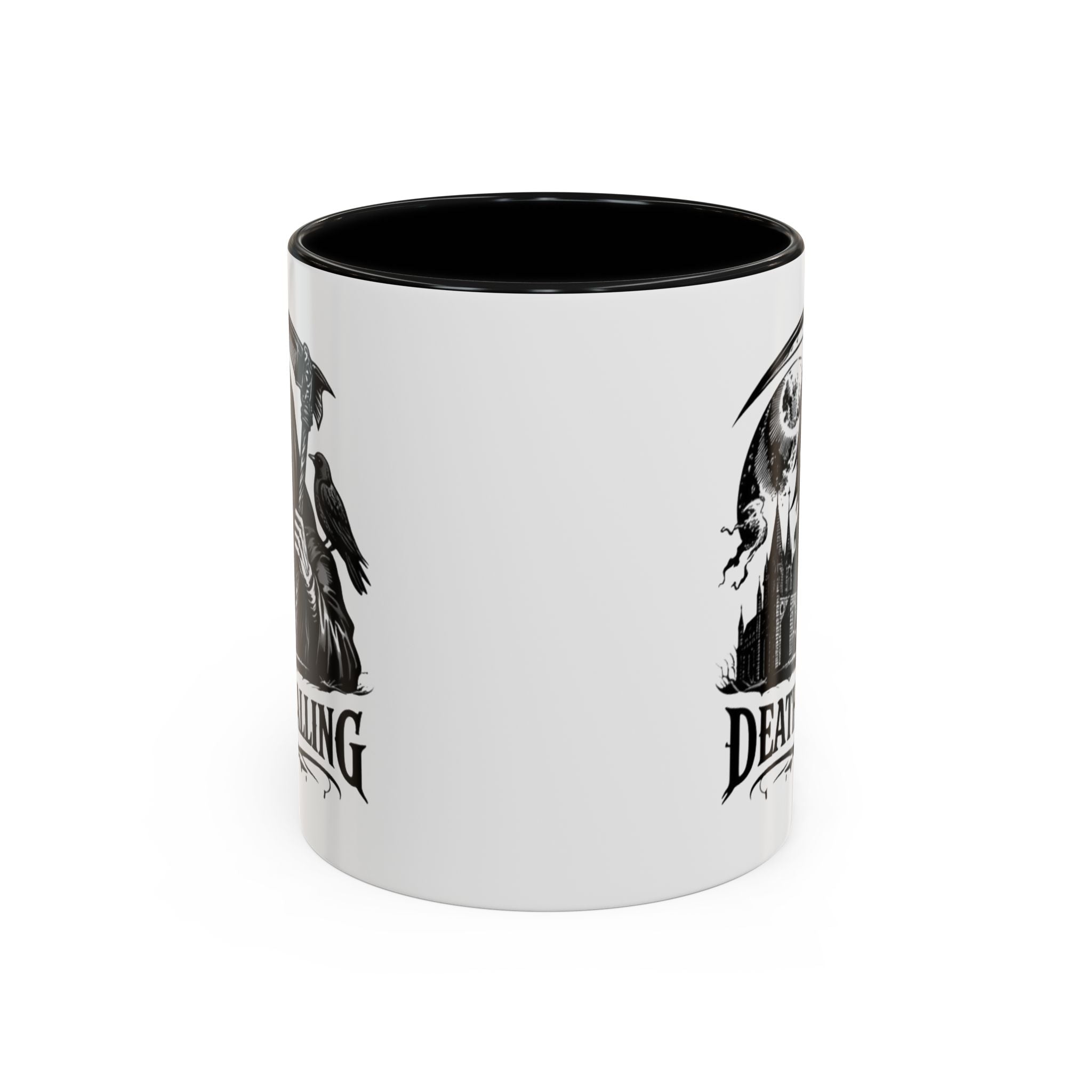 Death Is Calling Accent Coffee Mug  Grim Reaper Scythe Gothic 11/15oz