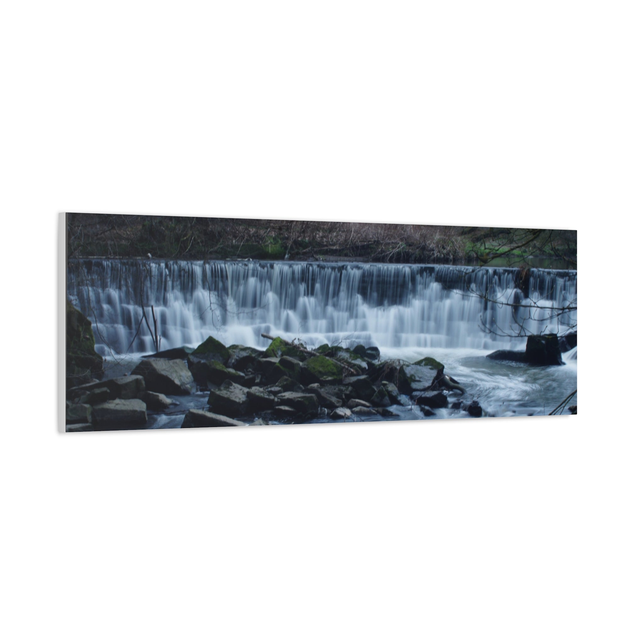 Waterfall Matte Canvas Print Serene River Landscape Stretched Wall Art