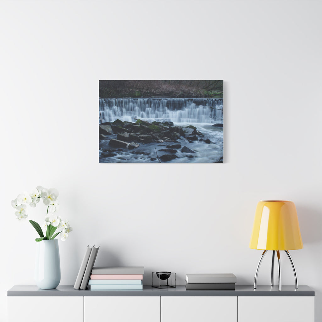 Waterfall Matte Canvas Print Serene River Landscape Stretched Wall Art