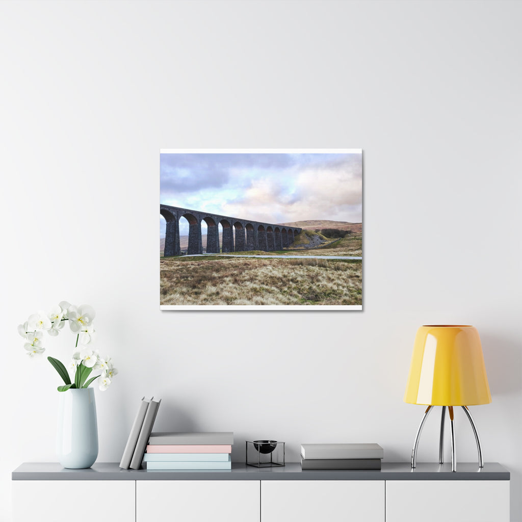 Ribblehead Viaduct Landscape Stretched Canvas — Moody English Countryside Wall Art