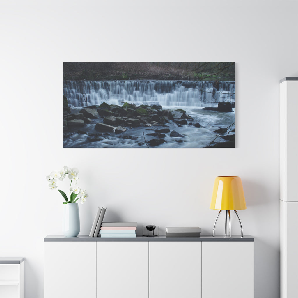 Waterfall Matte Canvas Print Serene River Landscape Stretched Wall Art