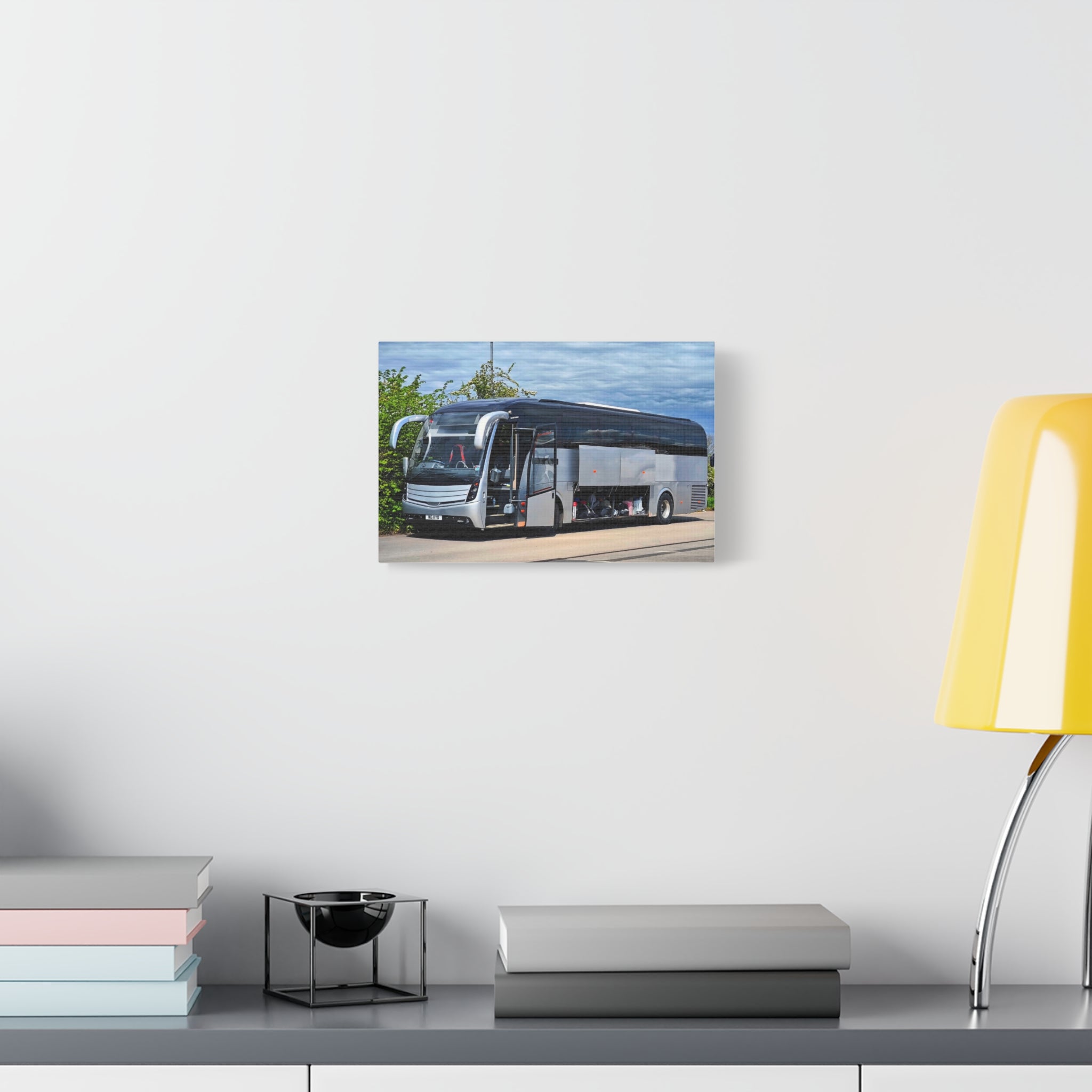 Tour Coach Canvas Print — Modern Luxury Bus Wall Art for Travel Enthusiasts