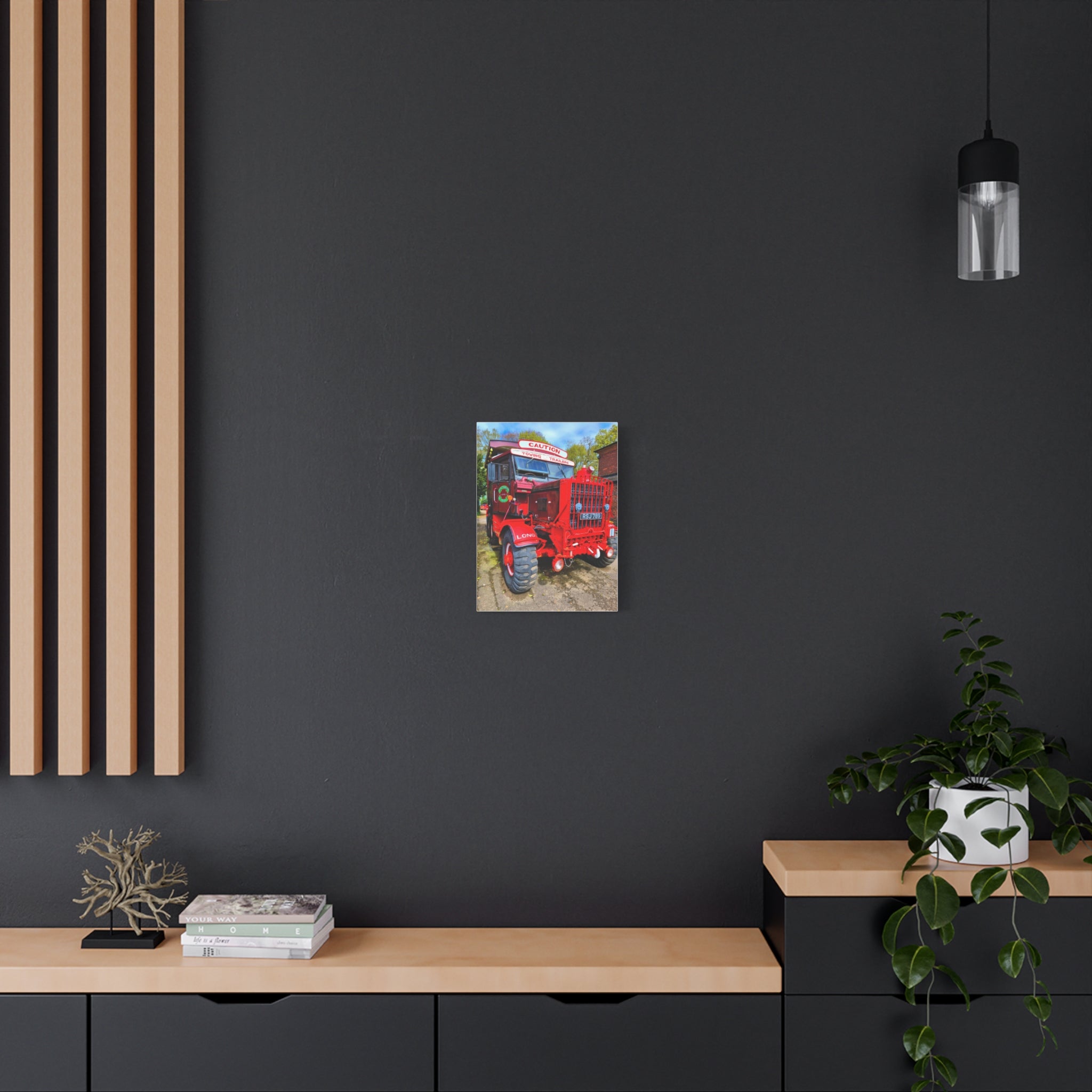 Vintage Red Truck Canvas Print — Classic Tow Truck Wall Art