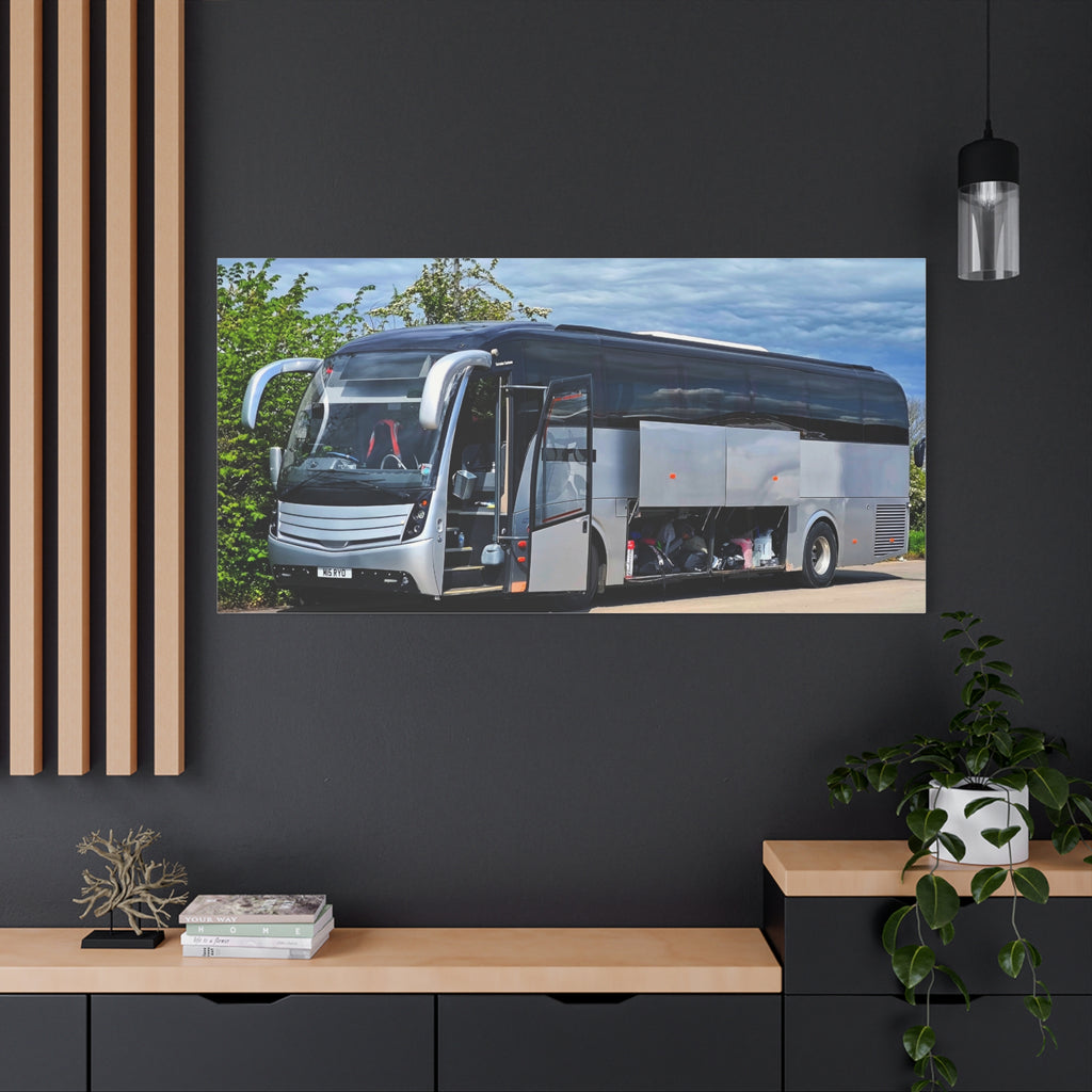 Tour Coach Canvas Print — Modern Luxury Bus Wall Art for Travel Enthusiasts