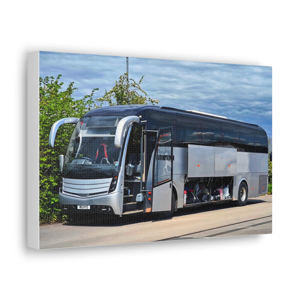 Tour Coach Canvas Print — Modern Luxury Bus Wall Art for Travel Enthusiasts