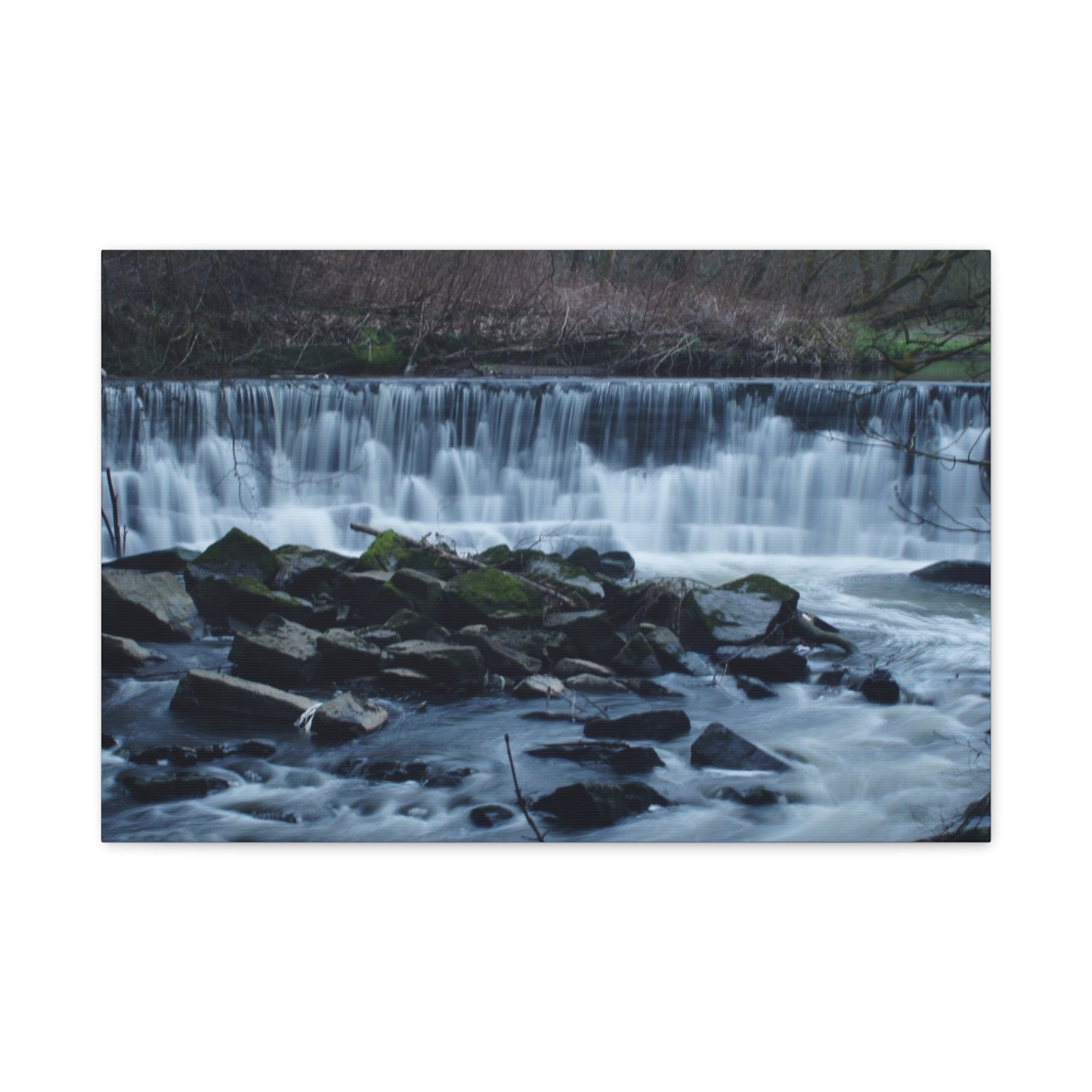 Waterfall Matte Canvas Print Serene River Landscape Stretched Wall Art