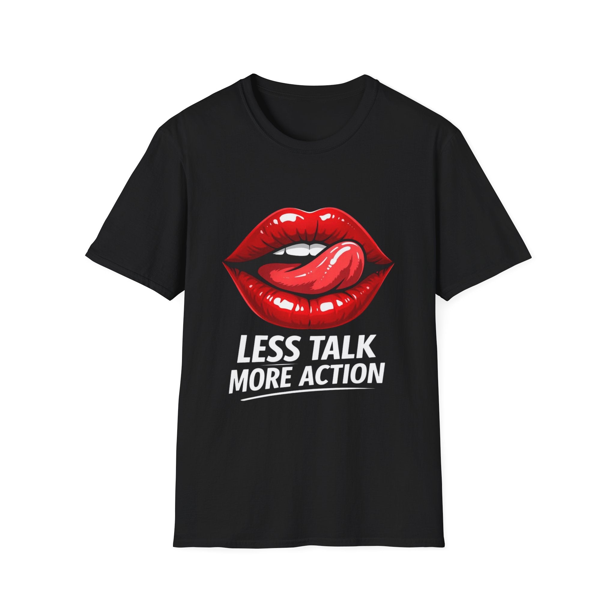 Graphic Tee  Red Lip Graphic "Less Talk More Action"