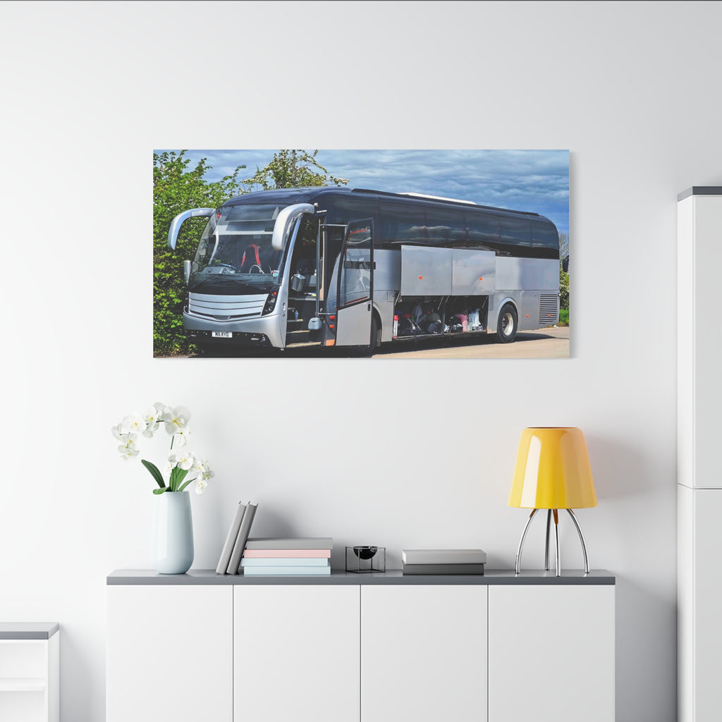Tour Coach Canvas Print — Modern Luxury Bus Wall Art for Travel Enthusiasts