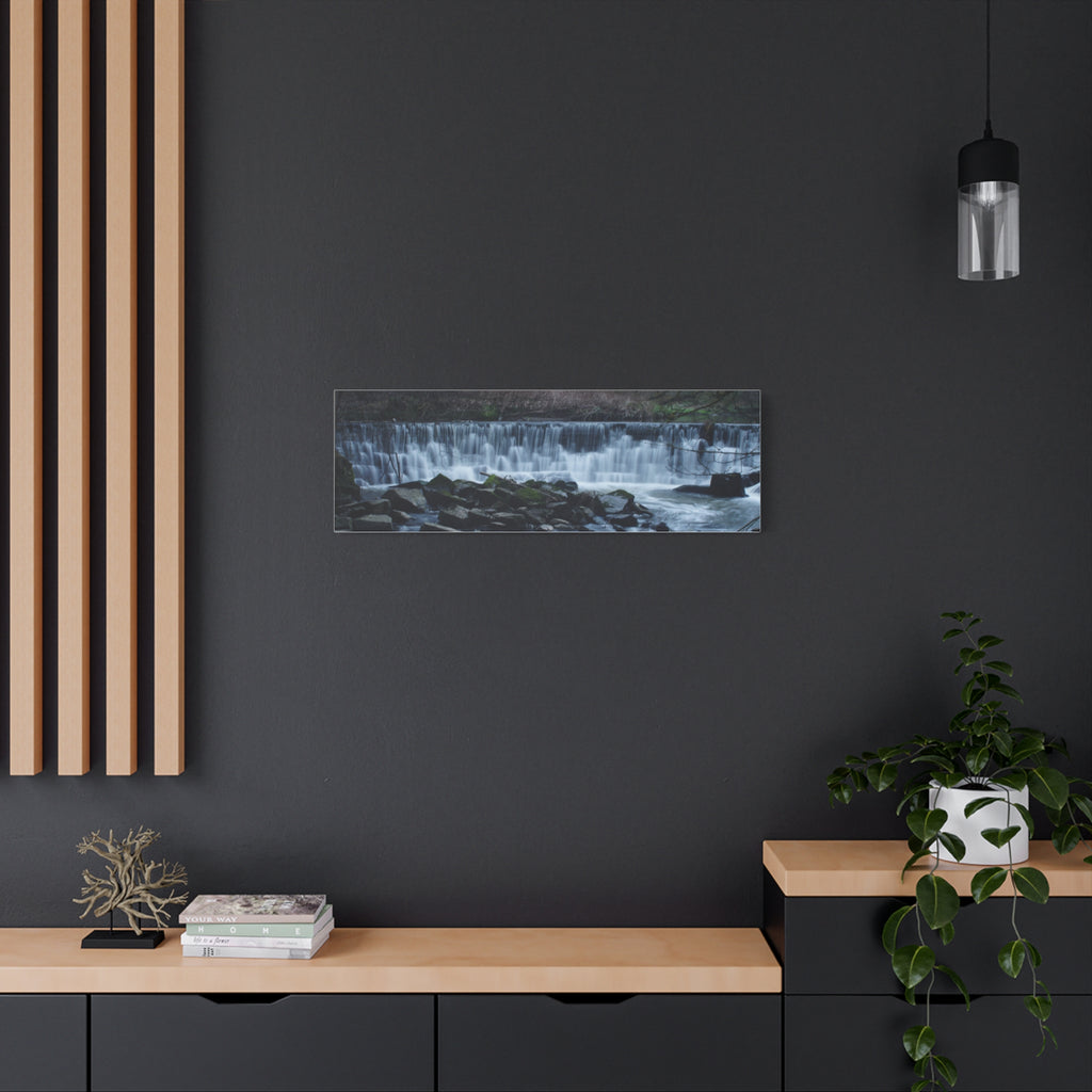 Waterfall Matte Canvas Print Serene River Landscape Stretched Wall Art