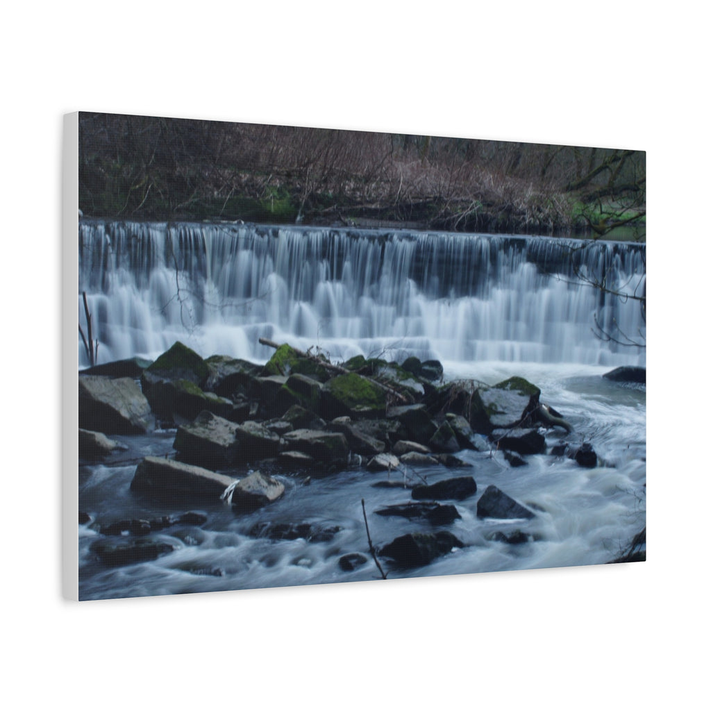 Waterfall Matte Canvas Print Serene River Landscape Stretched Wall Art