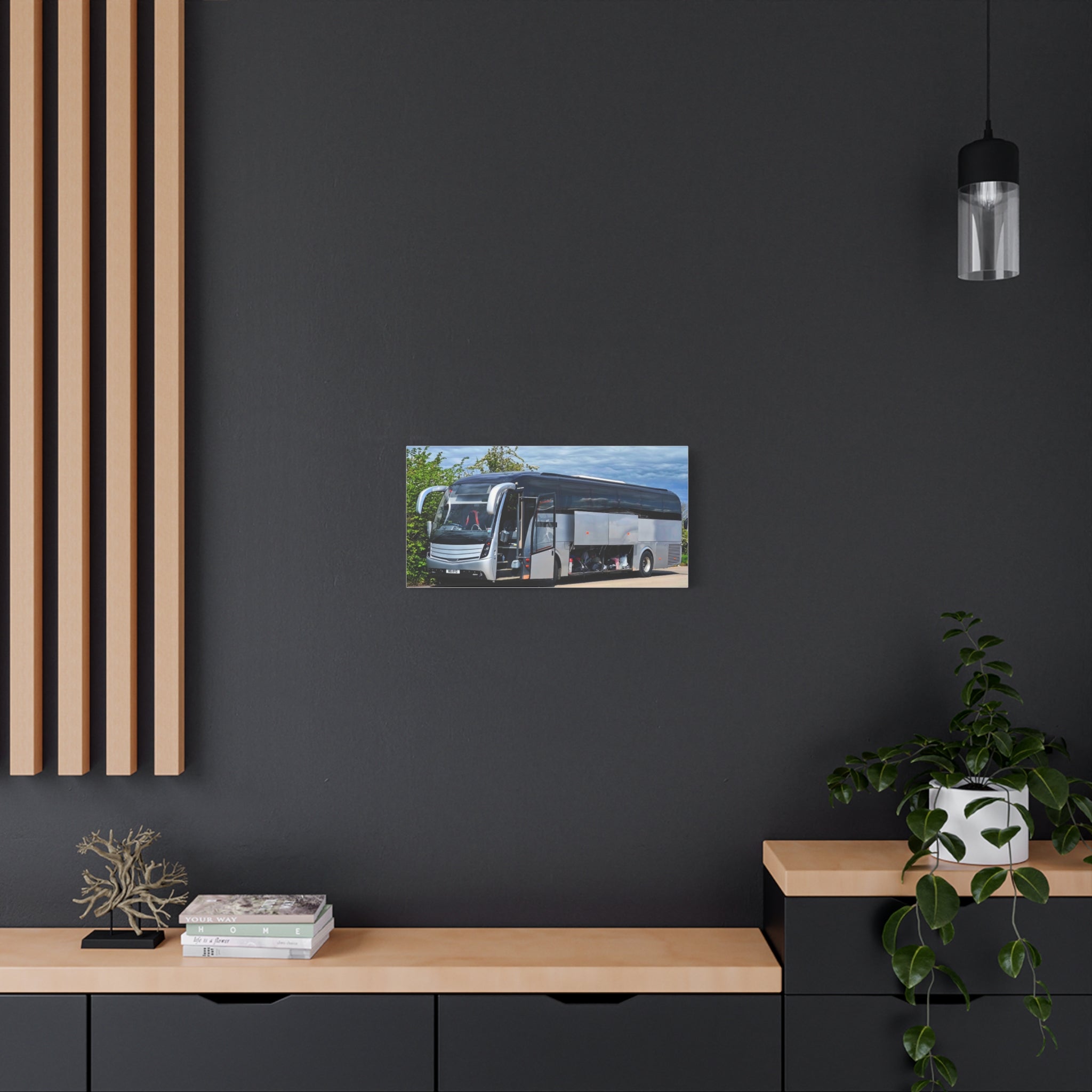 Tour Coach Canvas Print — Modern Luxury Bus Wall Art for Travel Enthusiasts