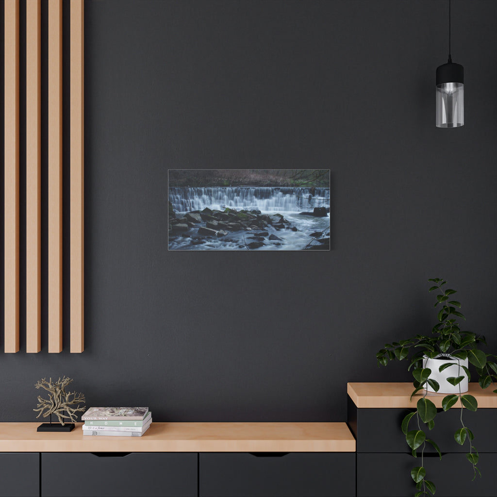 Waterfall Matte Canvas Print Serene River Landscape Stretched Wall Art