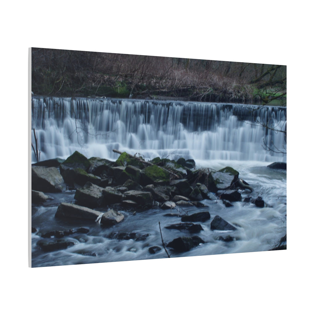 Waterfall Matte Canvas Print Serene River Landscape Stretched Wall Art
