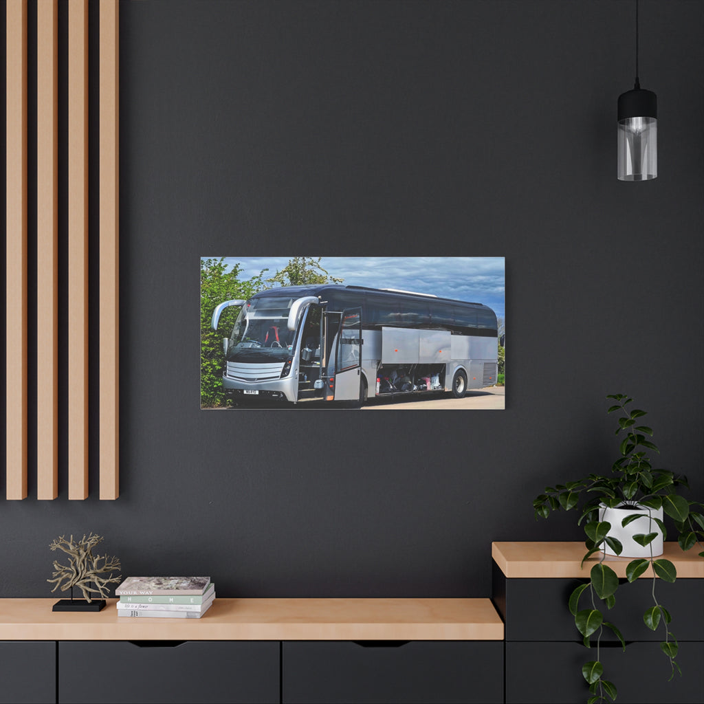 Tour Coach Canvas Print — Modern Luxury Bus Wall Art for Travel Enthusiasts