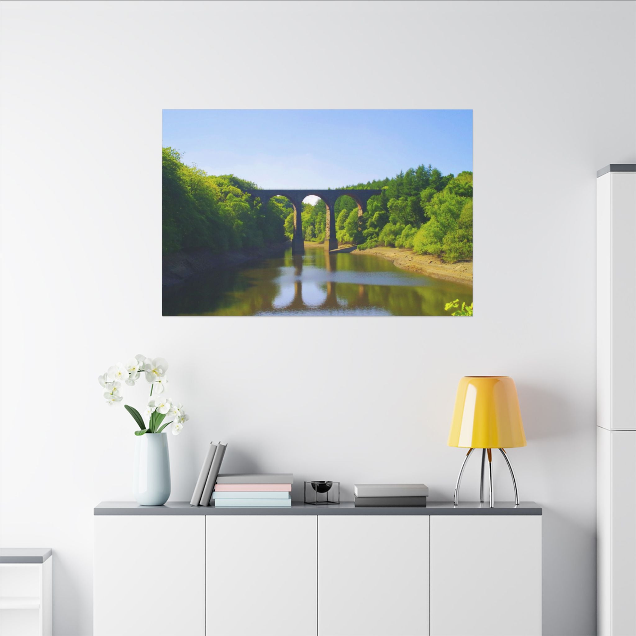 River Viaduct Landscape Canvas Print  Scenic Bridge Wall Art Bradshaw Viaduct Darwen