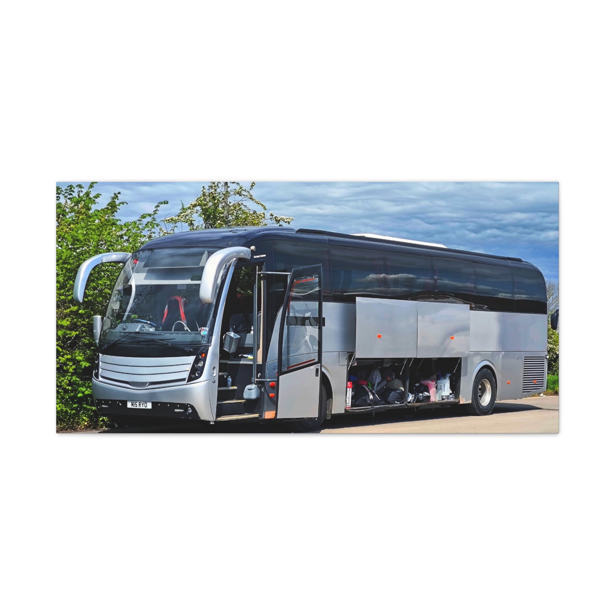 Tour Coach Canvas Print — Modern Luxury Bus Wall Art for Travel Enthusiasts