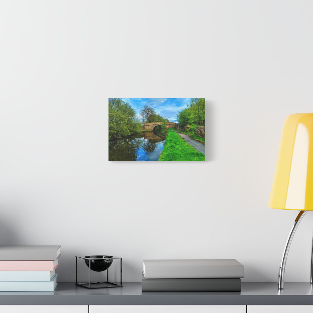 Countryside Canal Bridge Canvas Print Tranquil River Path Wall Art