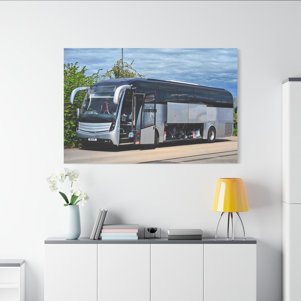 Tour Coach Canvas Print — Modern Luxury Bus Wall Art for Travel Enthusiasts