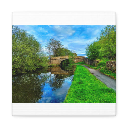 Countryside Canal Bridge Canvas Print Tranquil River Path Wall Art