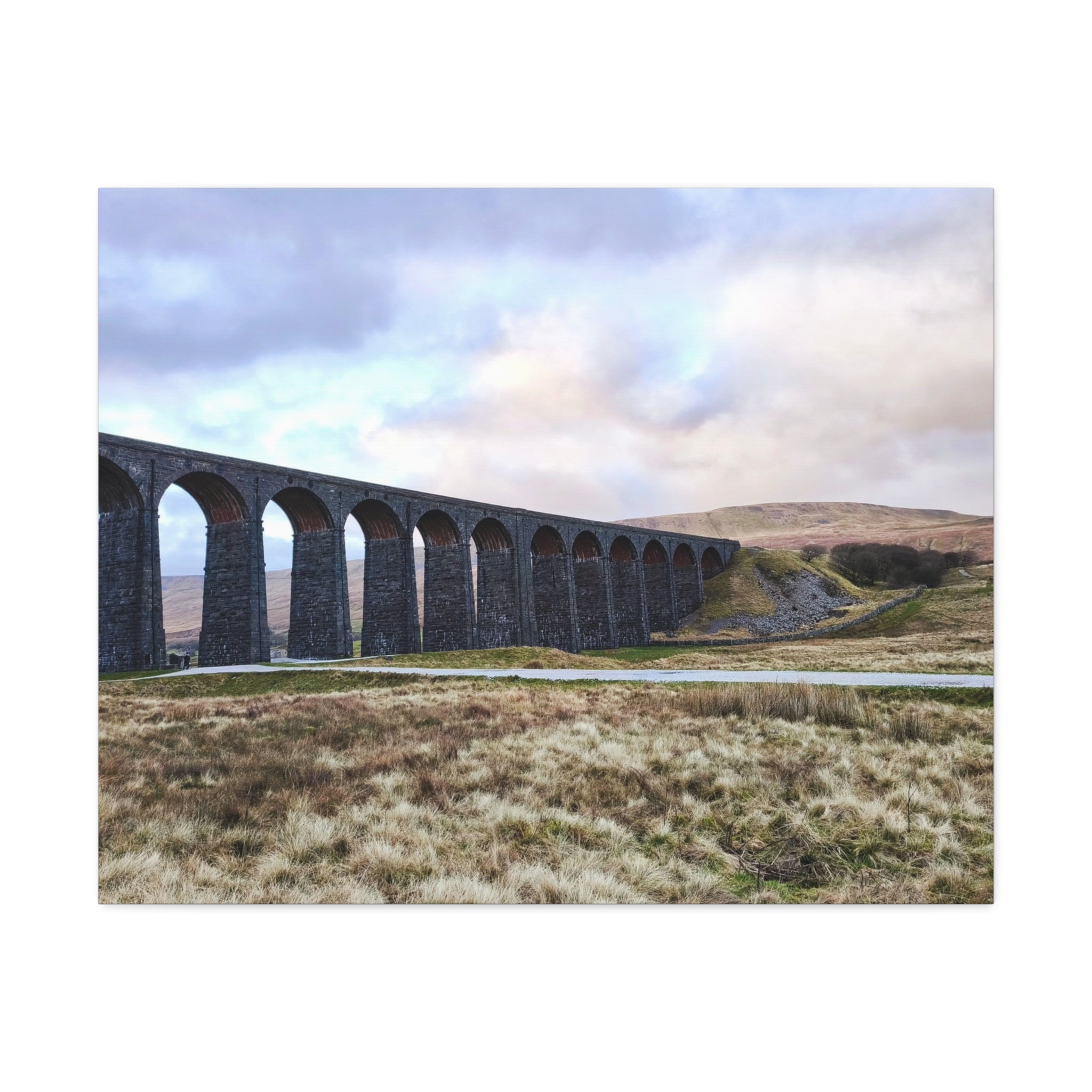 Ribblehead Viaduct Landscape Stretched Canvas — Moody English Countryside Wall Art