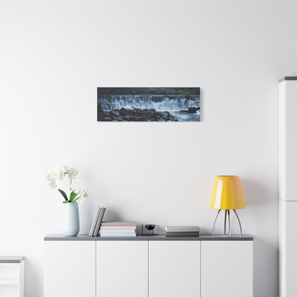 Waterfall Matte Canvas Print Serene River Landscape Stretched Wall Art