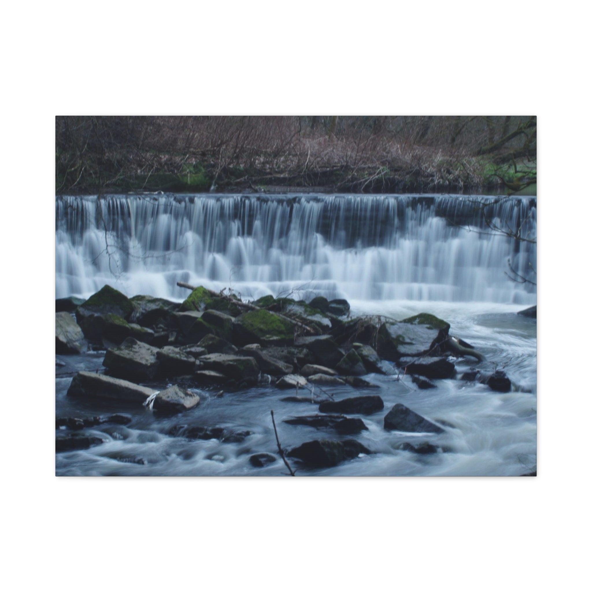 Waterfall Matte Canvas Print Serene River Landscape Stretched Wall Art