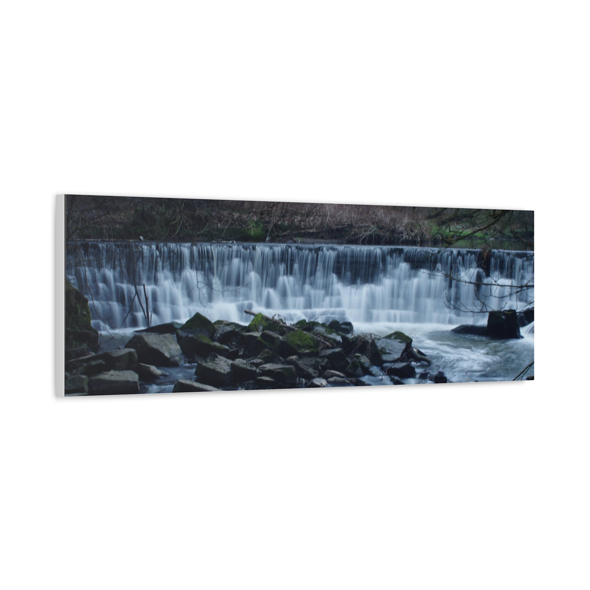 Waterfall Matte Canvas Print Serene River Landscape Stretched Wall Art