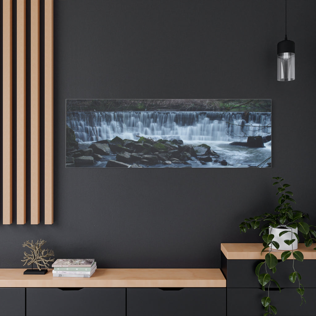 Waterfall Matte Canvas Print Serene River Landscape Stretched Wall Art