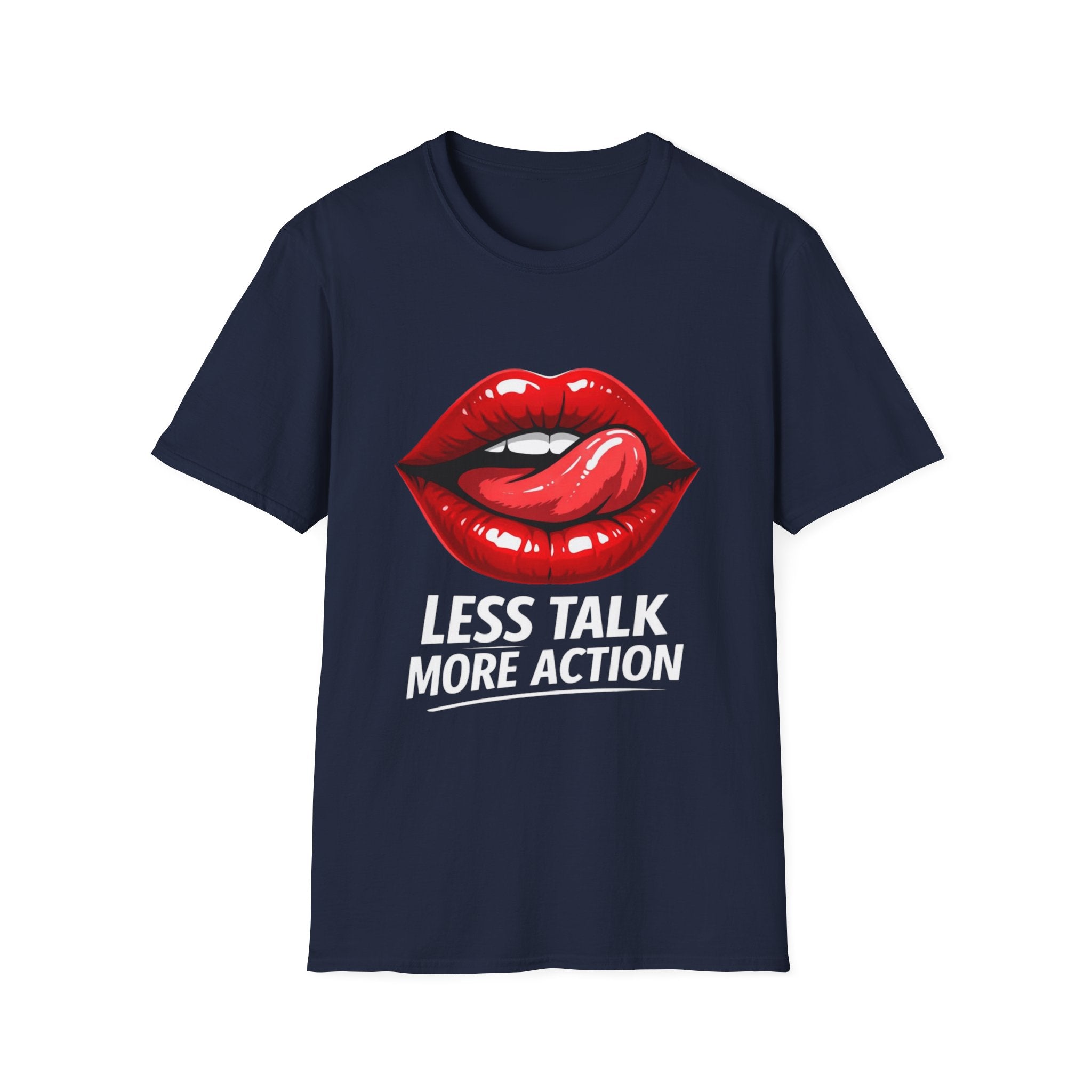 Graphic Tee  Red Lip Graphic "Less Talk More Action"