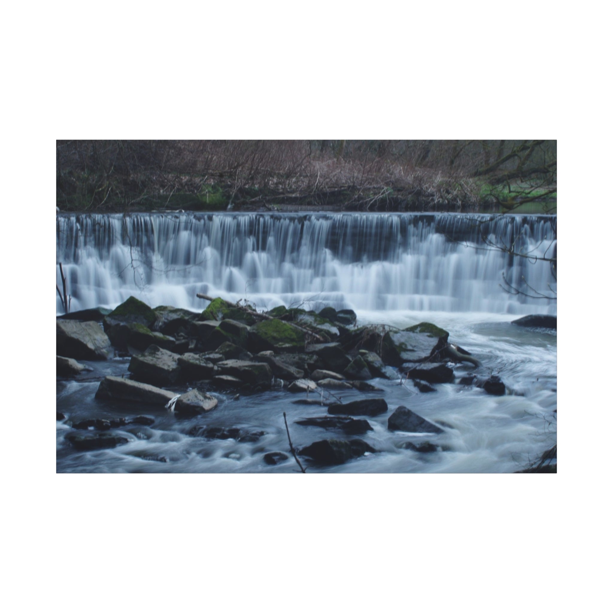 Waterfall Matte Canvas Print Serene River Landscape Stretched Wall Art