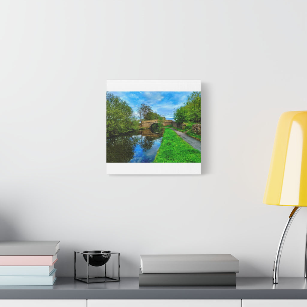 Countryside Canal Bridge Canvas Print Tranquil River Path Wall Art