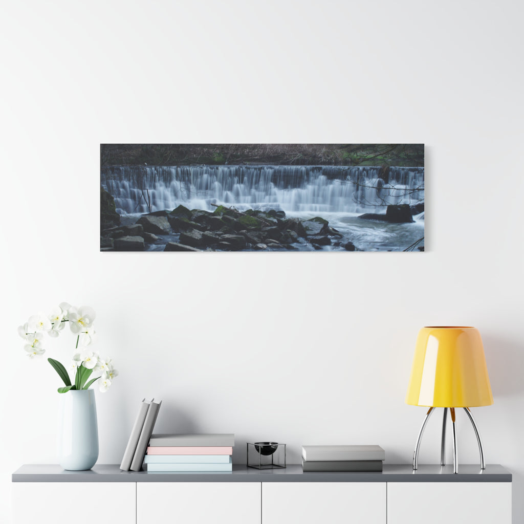 Waterfall Matte Canvas Print Serene River Landscape Stretched Wall Art