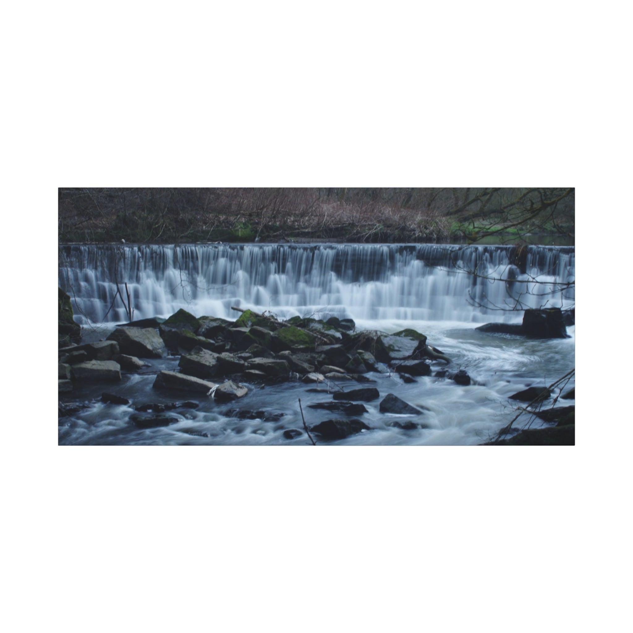 Waterfall Matte Canvas Print Serene River Landscape Stretched Wall Art