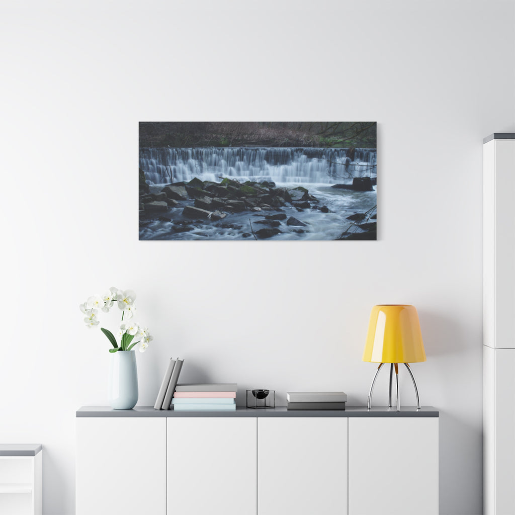 Waterfall Matte Canvas Print Serene River Landscape Stretched Wall Art