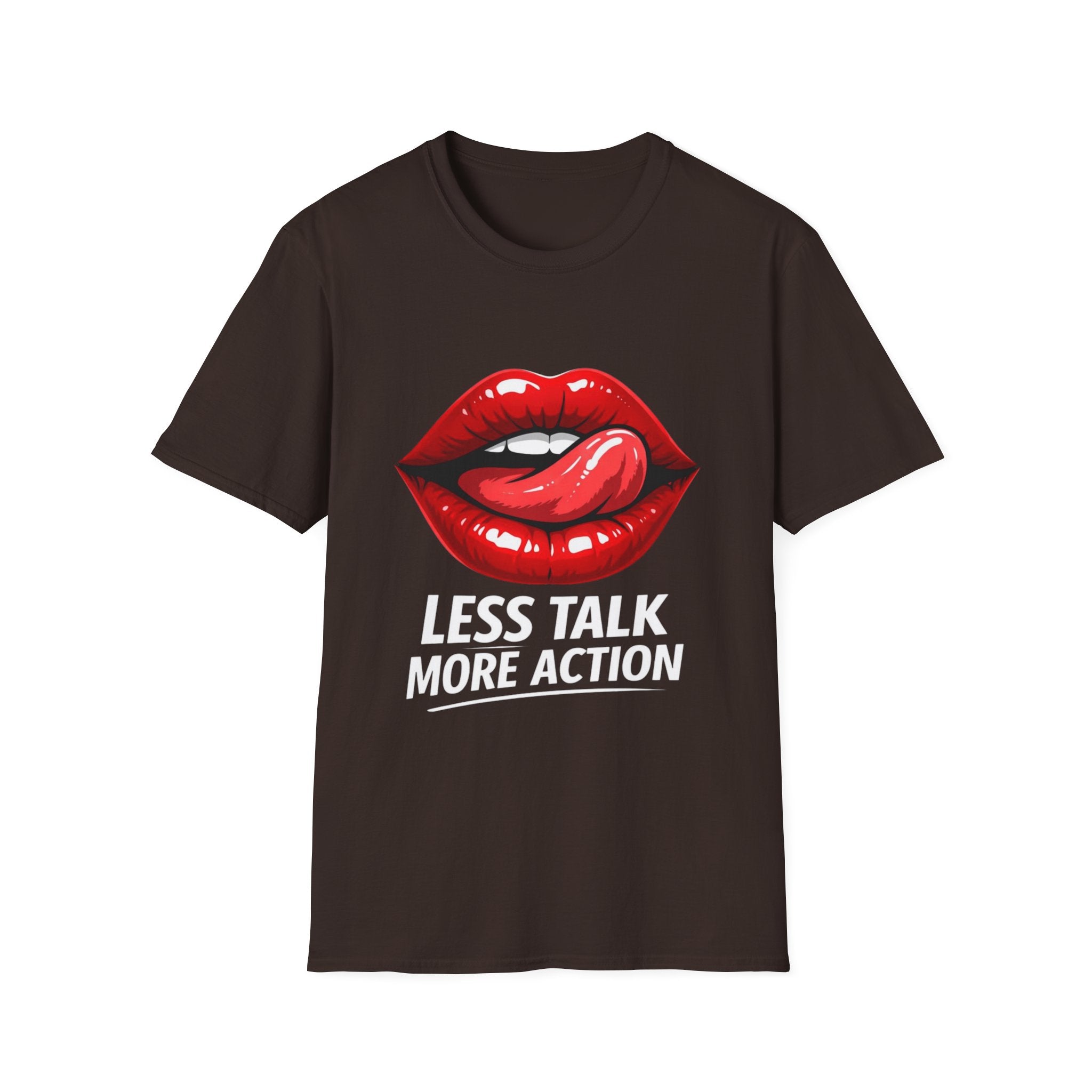Graphic Tee  Red Lip Graphic "Less Talk More Action"
