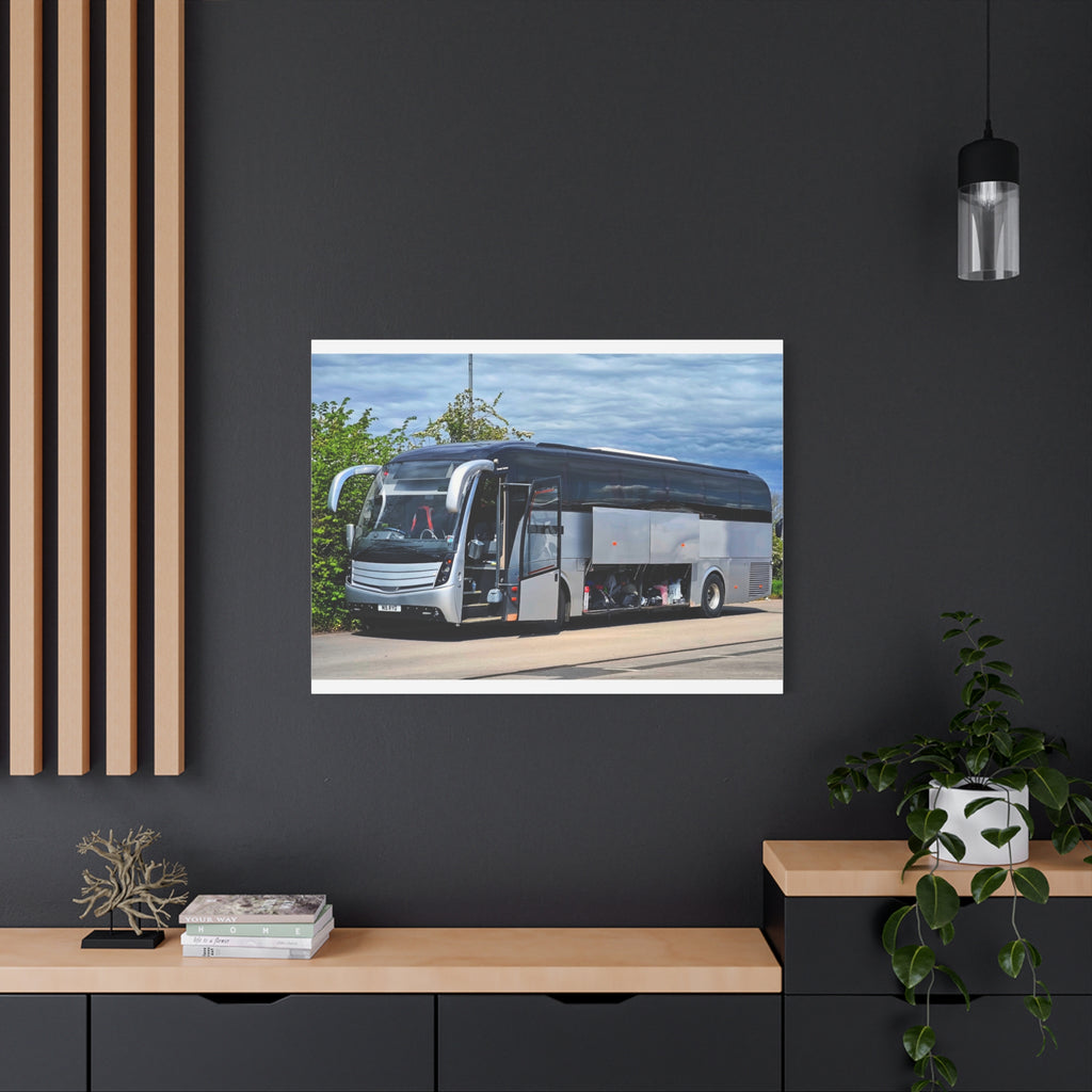 Tour Coach Canvas Print — Modern Luxury Bus Wall Art for Travel Enthusiasts