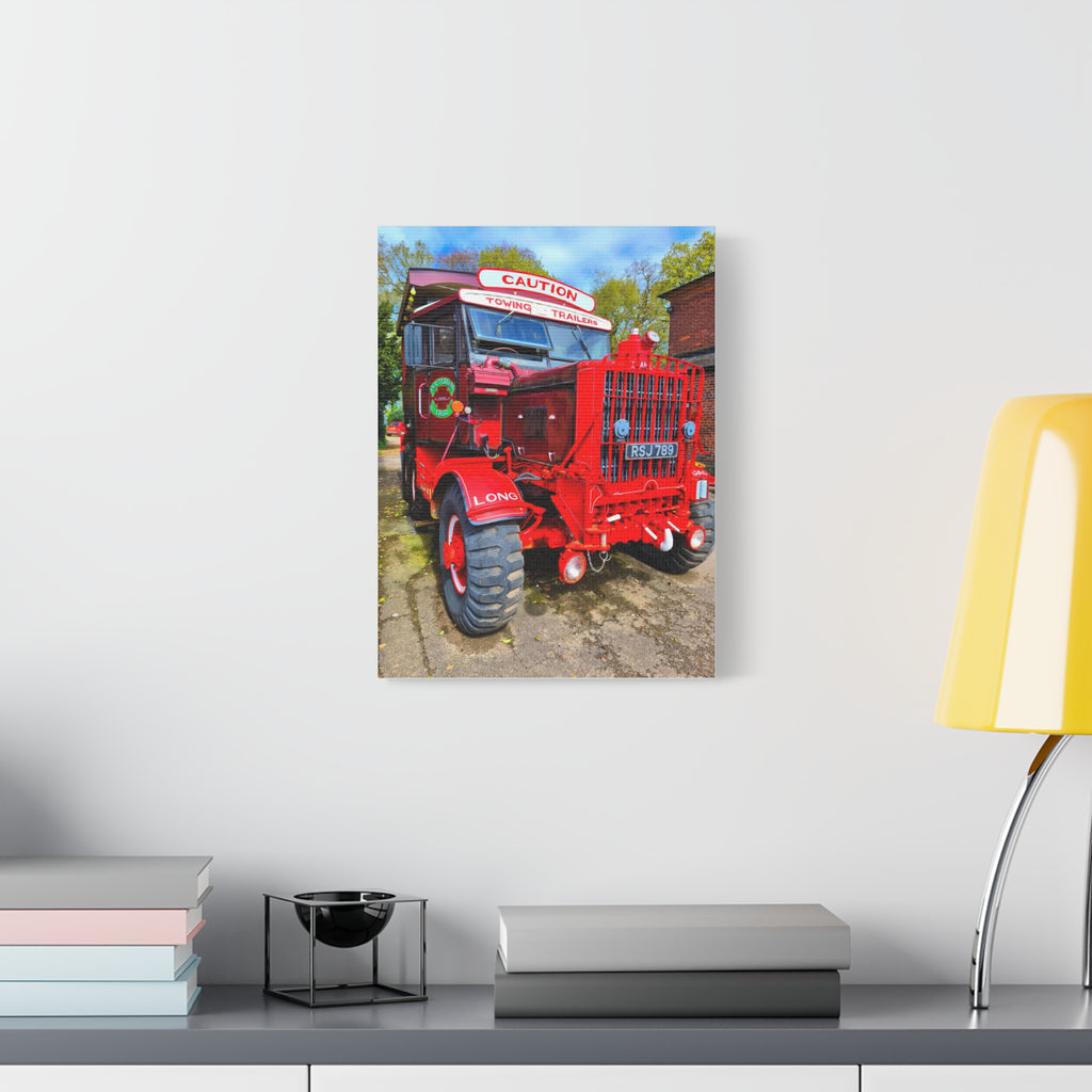 Vintage Red Truck Canvas Print — Classic Tow Truck Wall Art