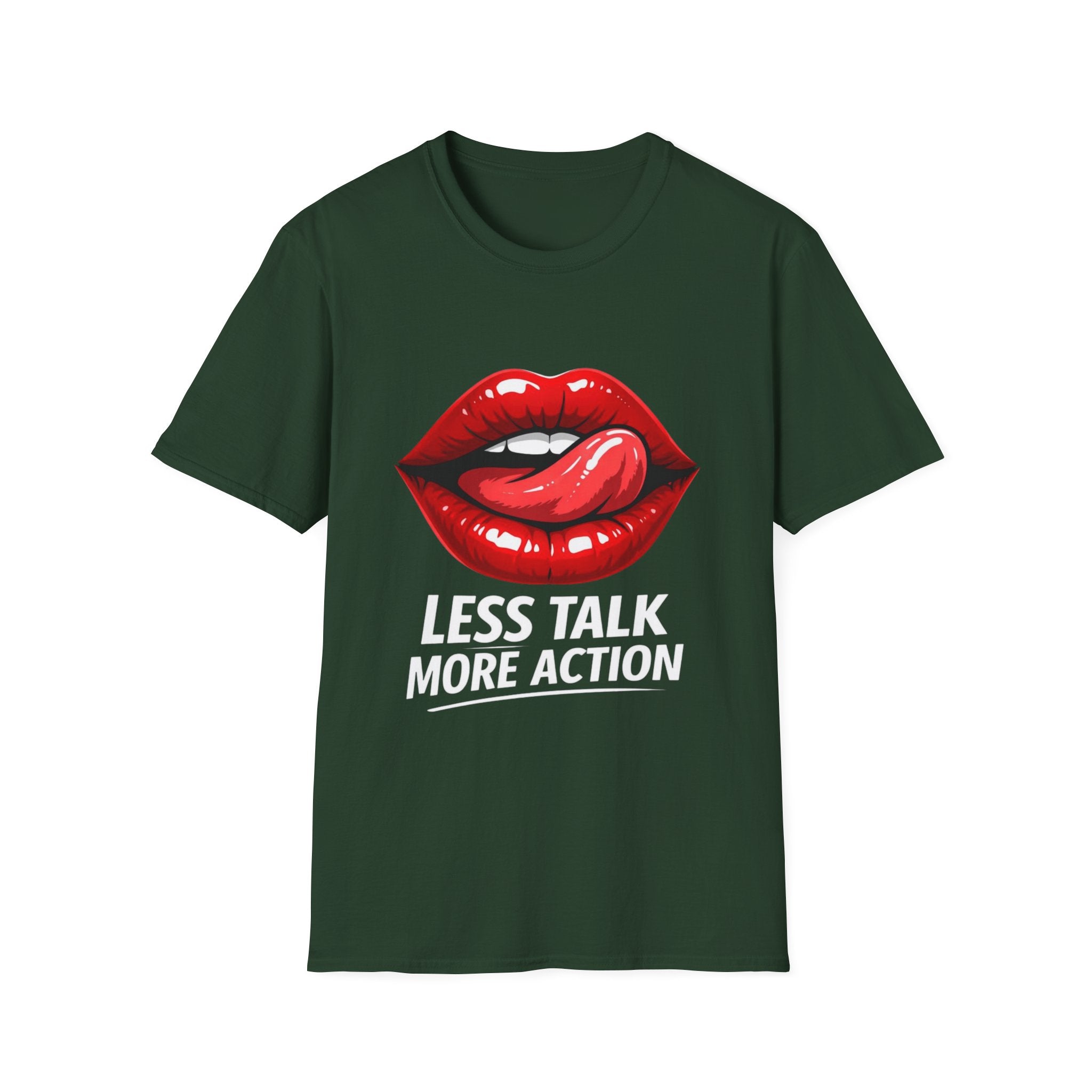 Graphic Tee  Red Lip Graphic "Less Talk More Action"