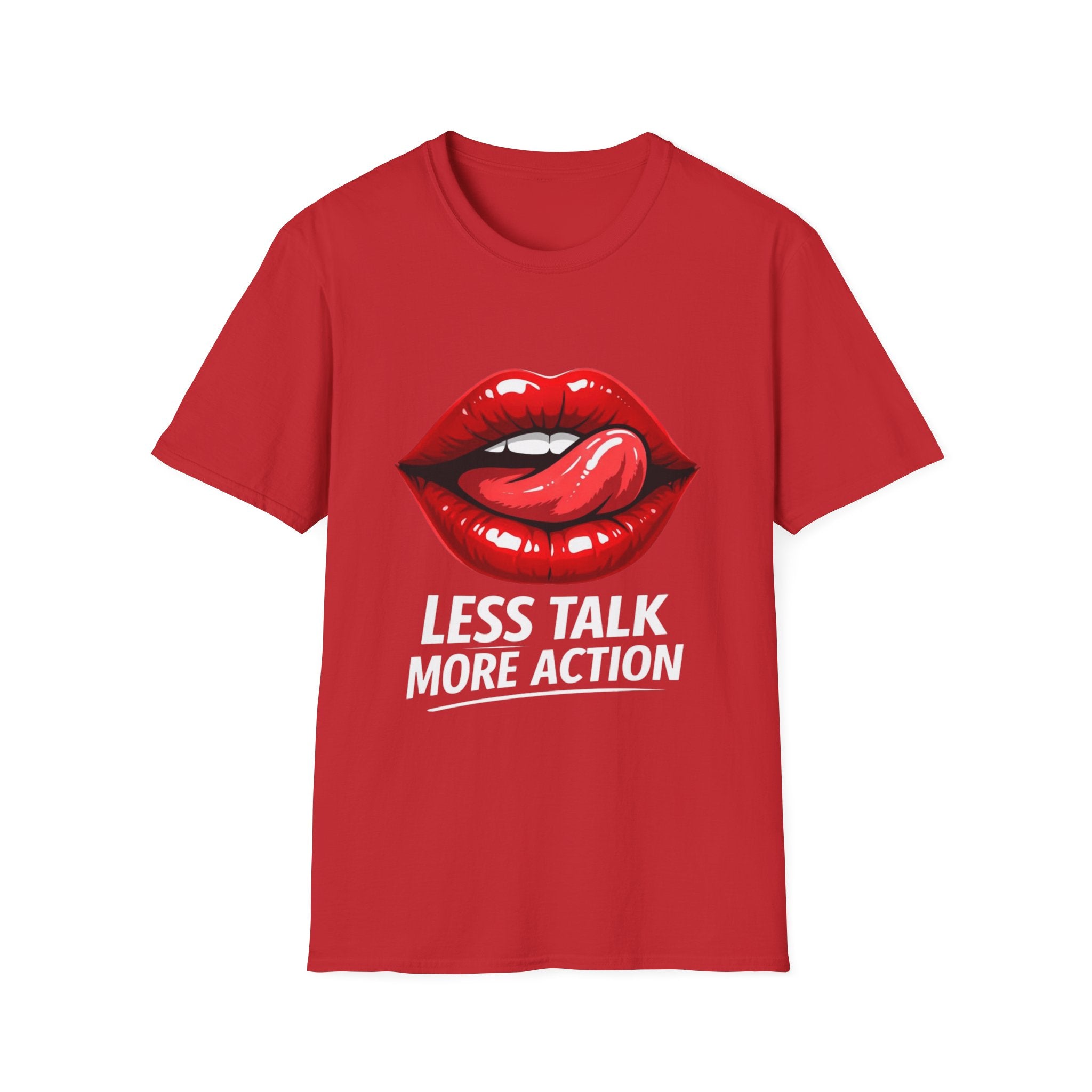 Graphic Tee  Red Lip Graphic "Less Talk More Action"